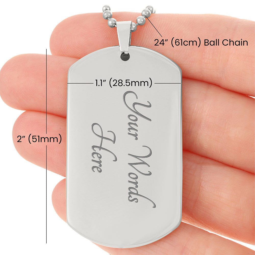 To Us You Are the World, Dad Gift Dog Tag Necklace For Father's Day