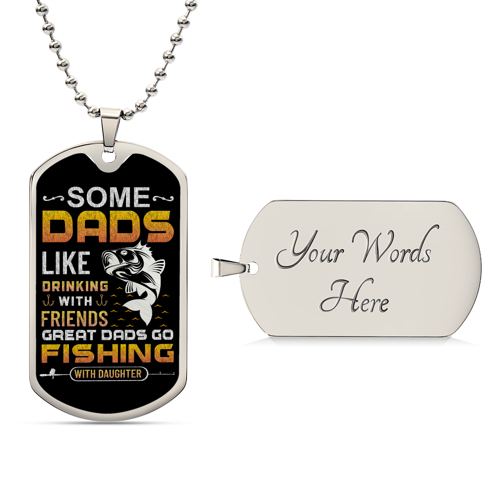 Great Dads Go Fishing Dog Tag Necklace Gift For Father's Day