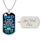 To Us You Are the World, Dad Gift Dog Tag Necklace For Father's Day