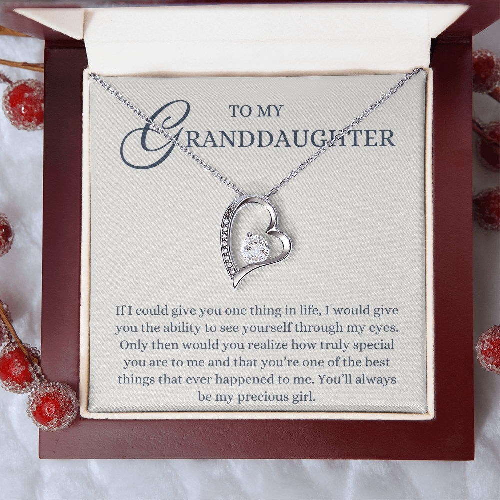 To my Granddaughter Gift from Grandparent, If I Can Give You One Thing, Forever Love Heart Pendant Necklace