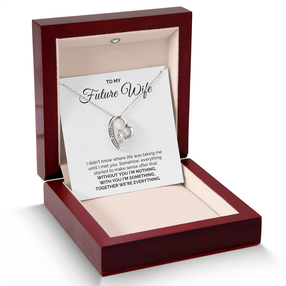 To My Future Wife Gift, For Fiancee Round CZ Forever Love Necklace