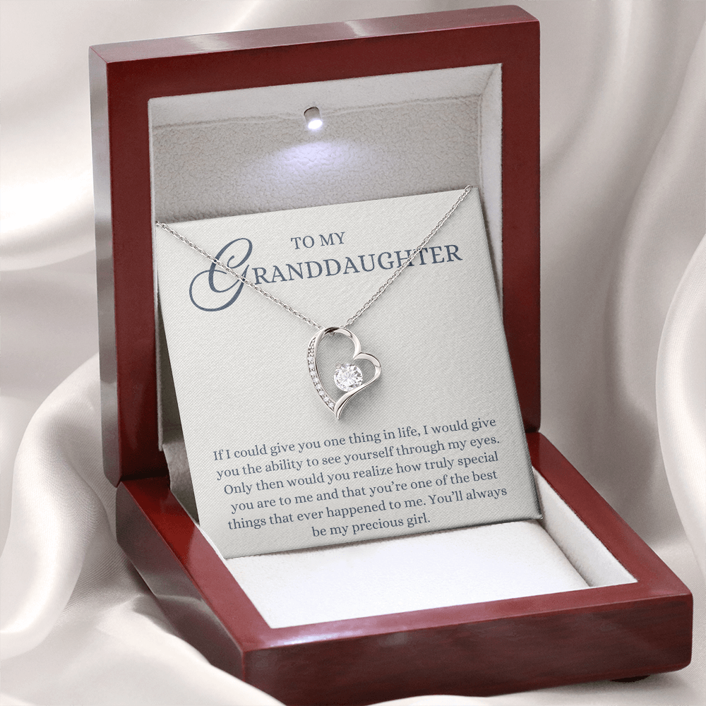 To my Granddaughter Gift from Grandparent, If I Can Give You One Thing, Forever Love Heart Pendant Necklace