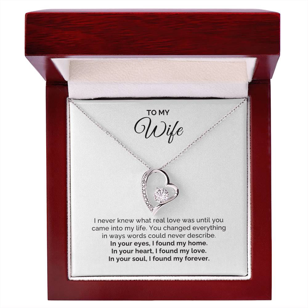 To My Wife Gift, I Found My Forever, Round CZ Forever Love Necklace