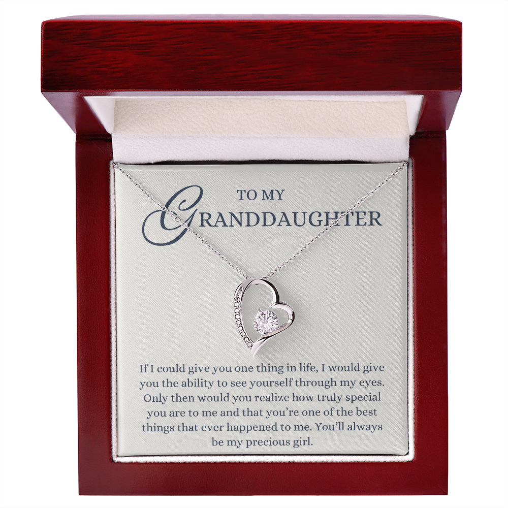 To my Granddaughter Gift from Grandparent, If I Can Give You One Thing, Forever Love Heart Pendant Necklace