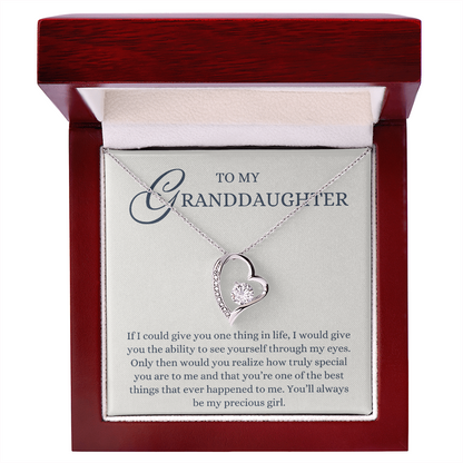To my Granddaughter Gift from Grandparent, If I Can Give You One Thing, Forever Love Heart Pendant Necklace