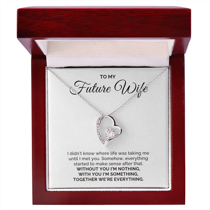 To My Future Wife Gift, For Fiancee Round CZ Forever Love Necklace