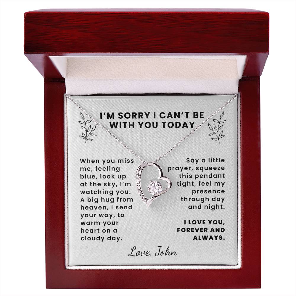 Memorial Gift Forever Love Heart Pendant Necklace, When You Miss Me Poem with Custom Signature