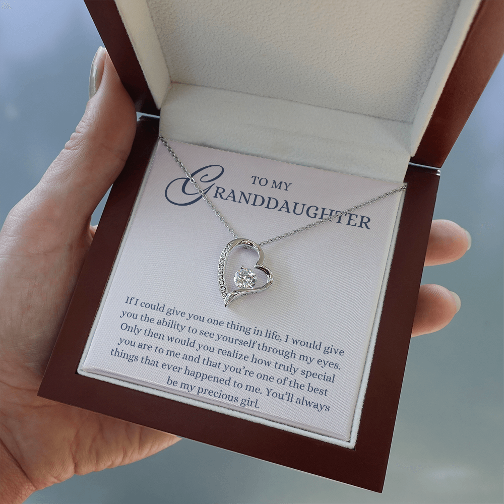 To my Granddaughter Gift from Grandparent, If I Can Give You One Thing, Forever Love Heart Pendant Necklace