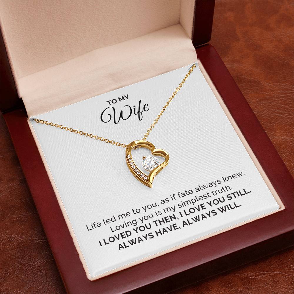 To My Wife Gift, Life Led Me to You, Round CZ Forever Love Necklace