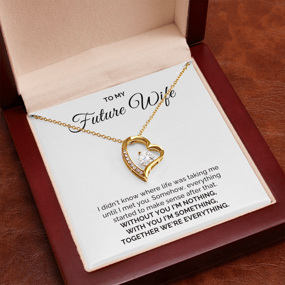 To My Future Wife Gift, For Fiancee Round CZ Forever Love Necklace