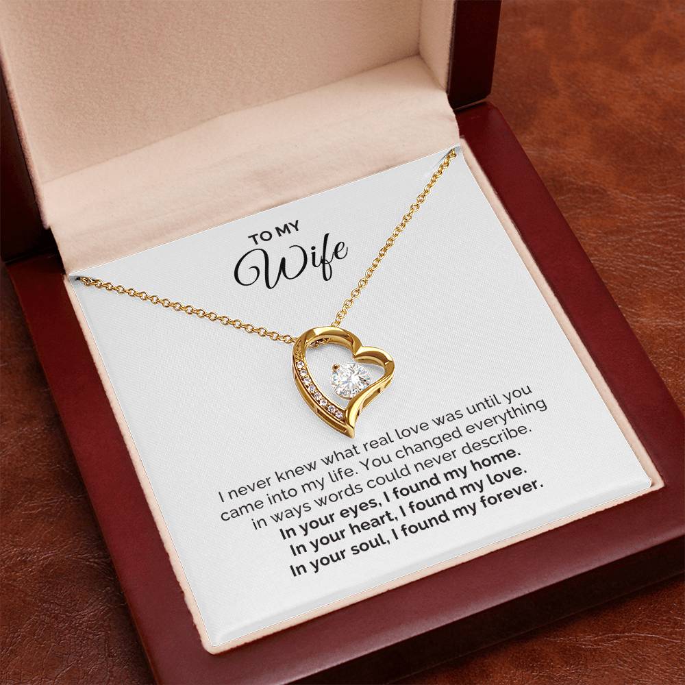 To My Wife Gift, I Found My Forever, Round CZ Forever Love Necklace