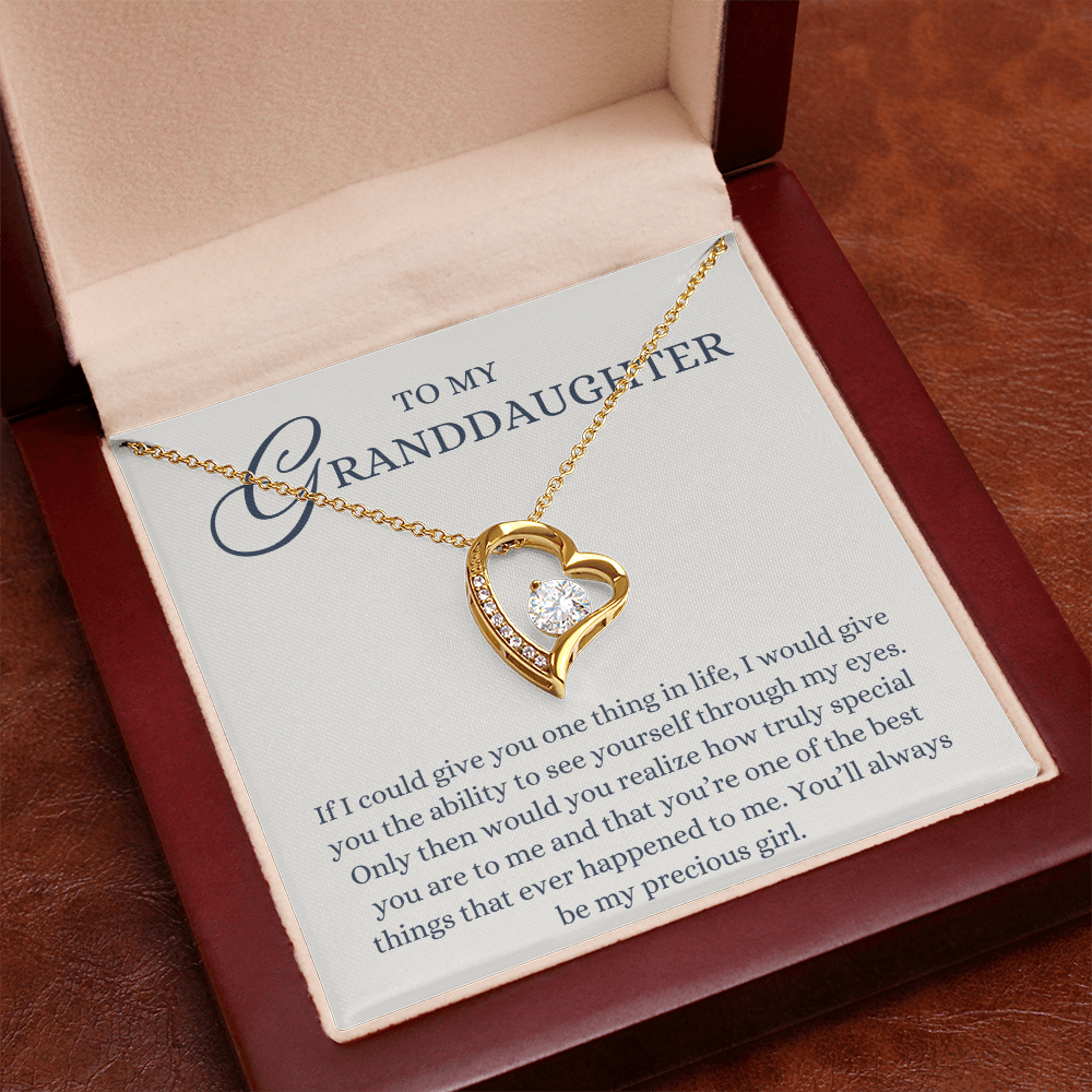 To my Granddaughter Gift from Grandparent, If I Can Give You One Thing, Forever Love Heart Pendant Necklace