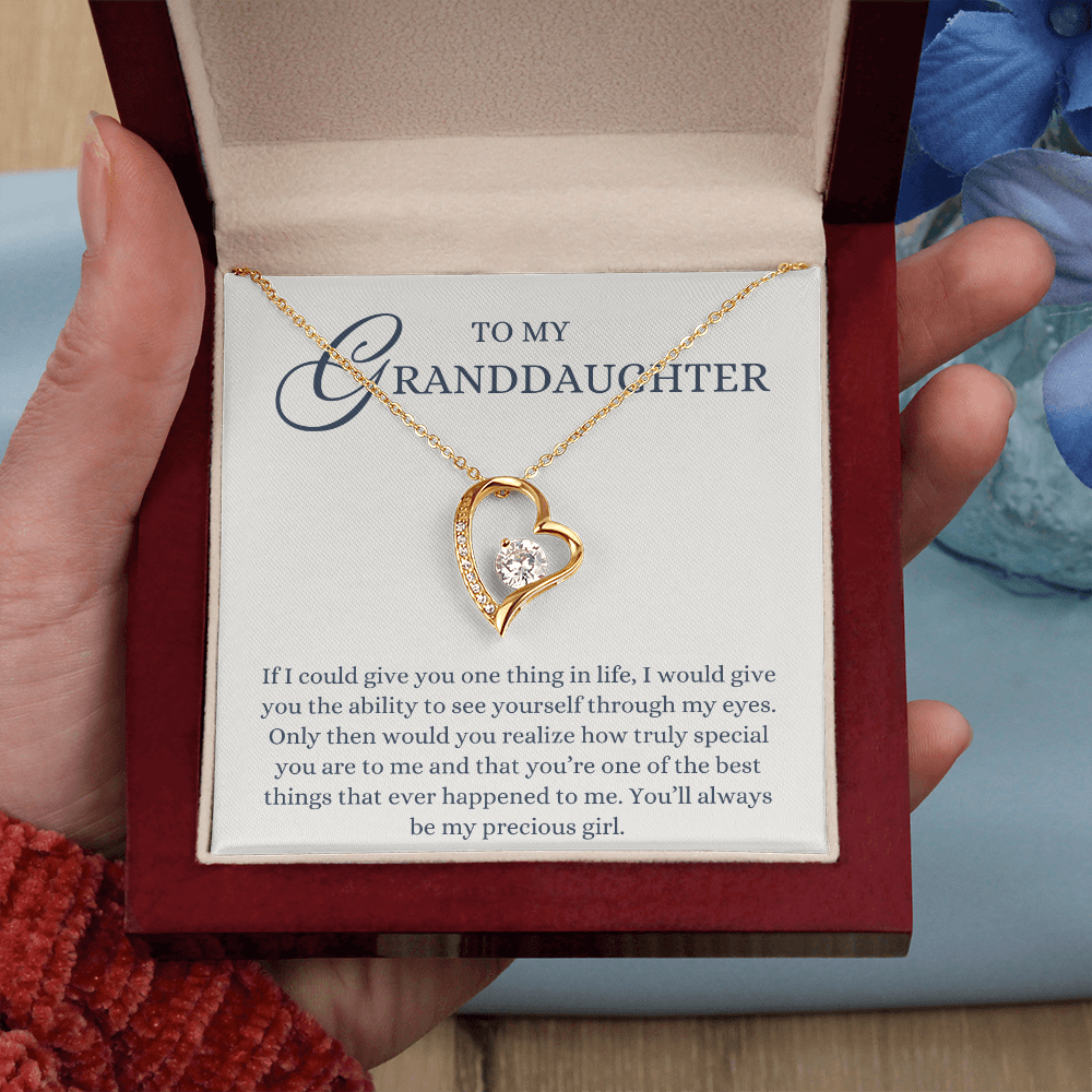 To my Granddaughter Gift from Grandparent, If I Can Give You One Thing, Forever Love Heart Pendant Necklace