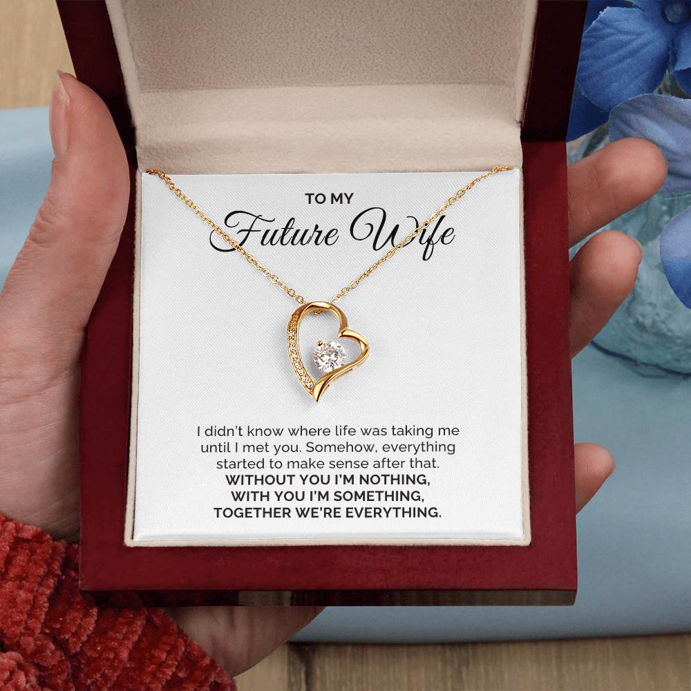 To My Future Wife Gift, For Fiancee Round CZ Forever Love Necklace