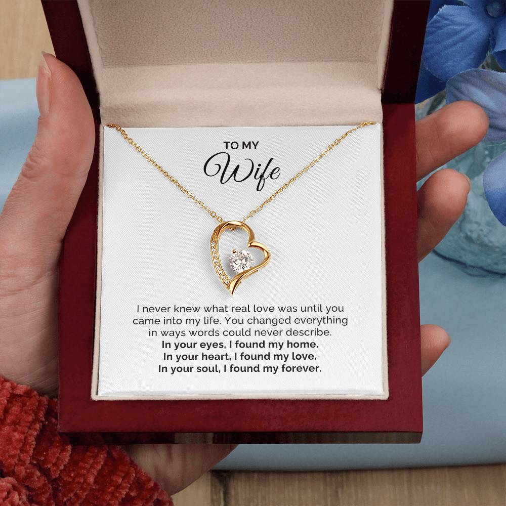 To My Wife Gift, I Found My Forever, Round CZ Forever Love Necklace