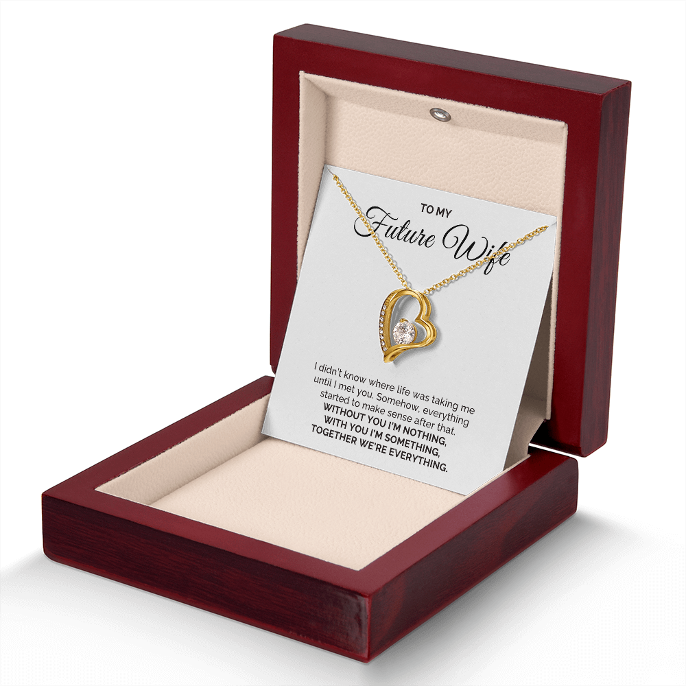 To My Future Wife Gift, For Fiancee Round CZ Forever Love Necklace