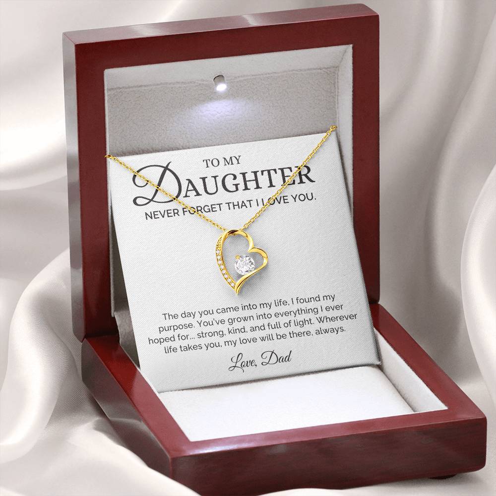 Strong, Kind, Full of Light, Dad to Daughter Gift, Forever Love Necklace