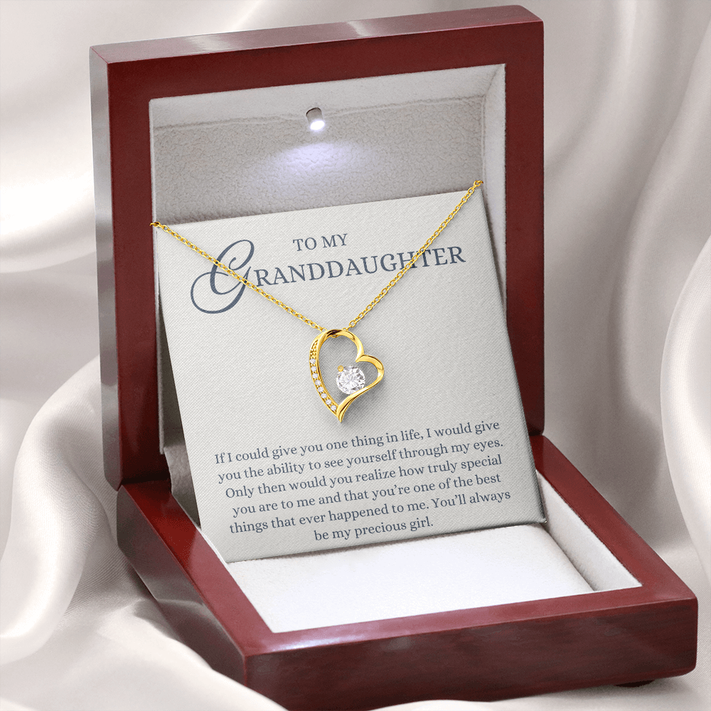 To my Granddaughter Gift from Grandparent, If I Can Give You One Thing, Forever Love Heart Pendant Necklace