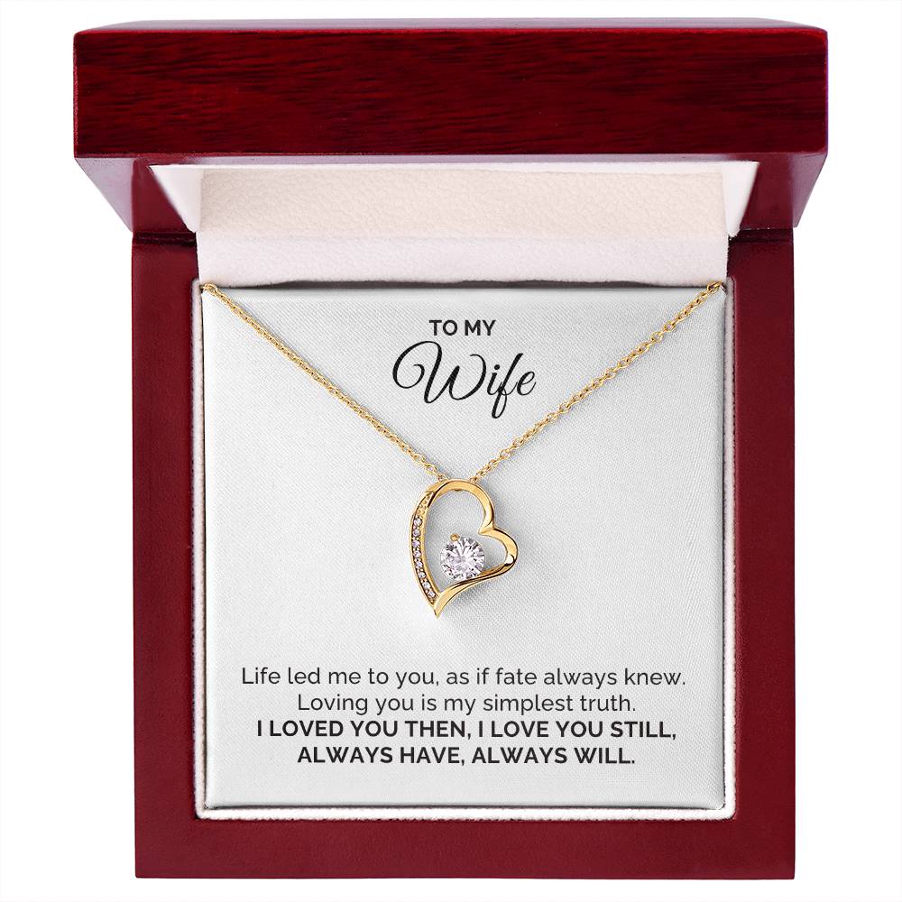 To My Wife Gift, Life Led Me to You, Round CZ Forever Love Necklace