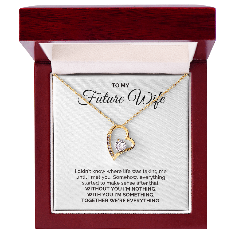 To My Future Wife Gift, For Fiancee Round CZ Forever Love Necklace