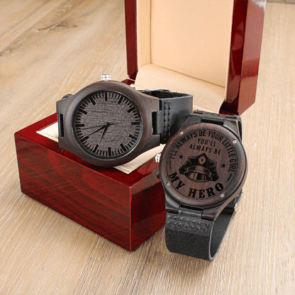 You'll Always Be My Hero, Gift for Police Dad, Father's Day Gift Engraved Wooden Watch