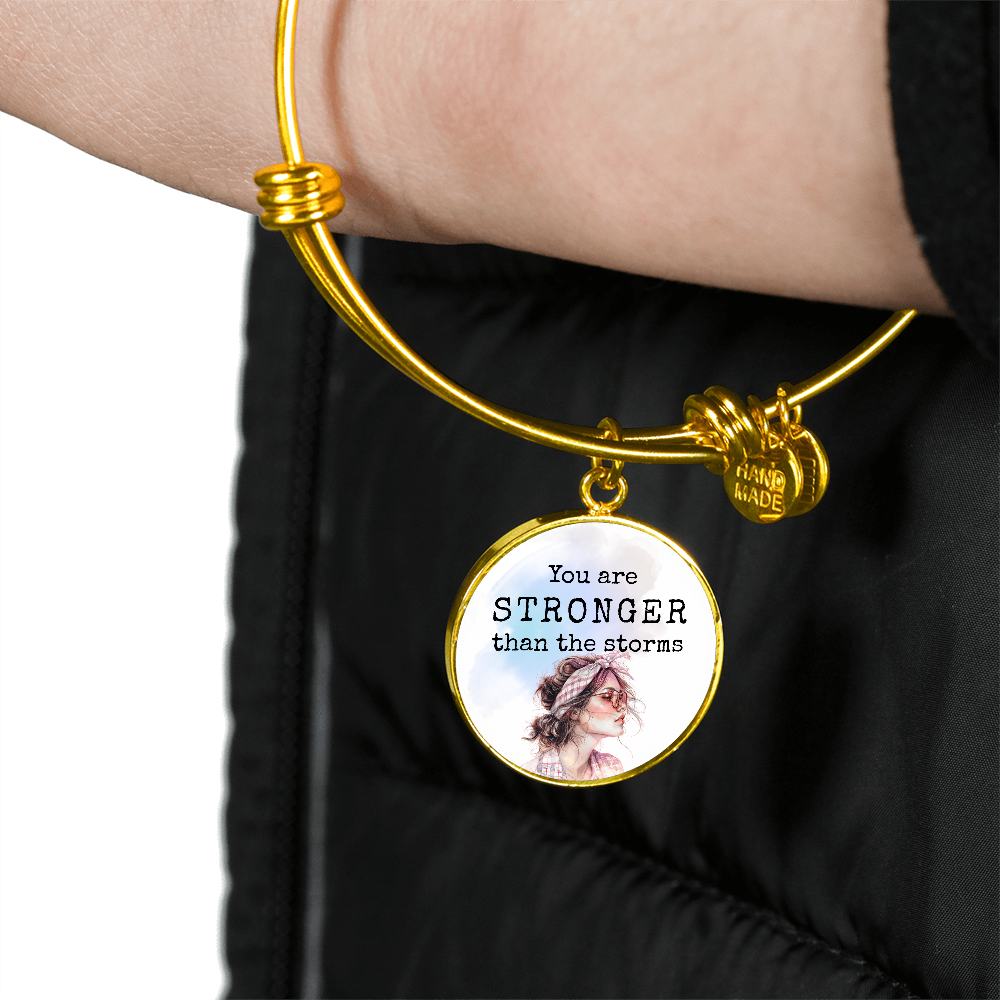 You are Stronger than the storms, Positive Affirmation Engravable Charm Bangle