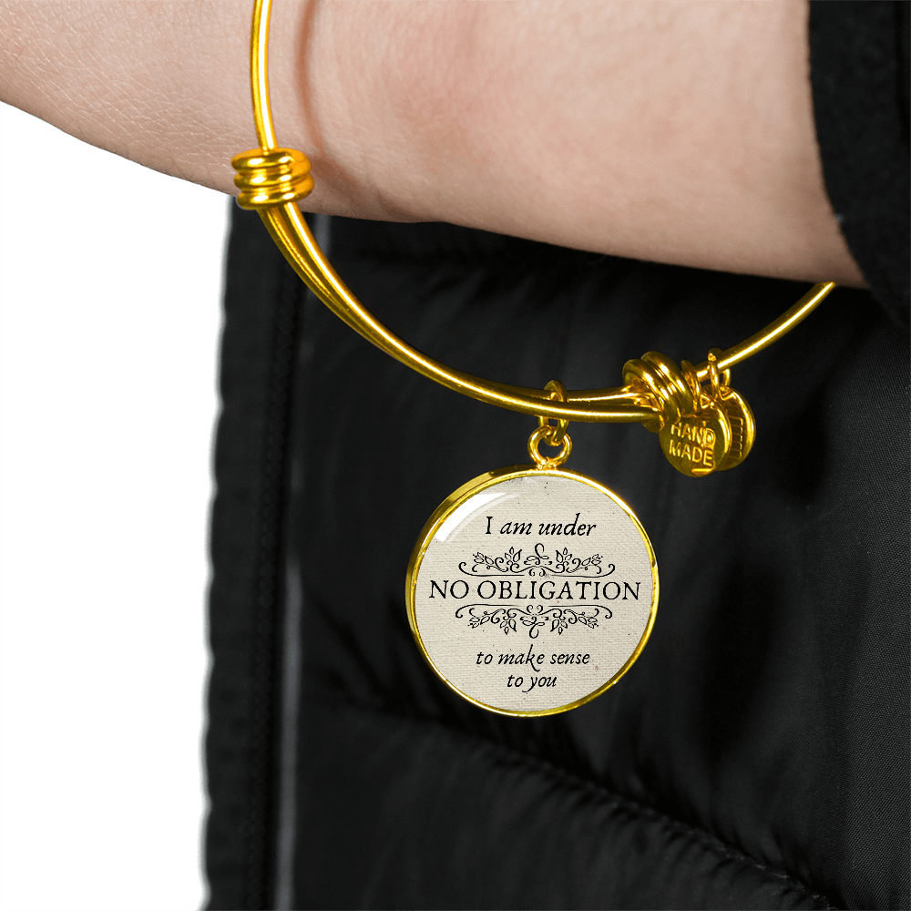 I am under no obligation to make sense to you, Alice in Wonderland, Engravable Charm Bangle