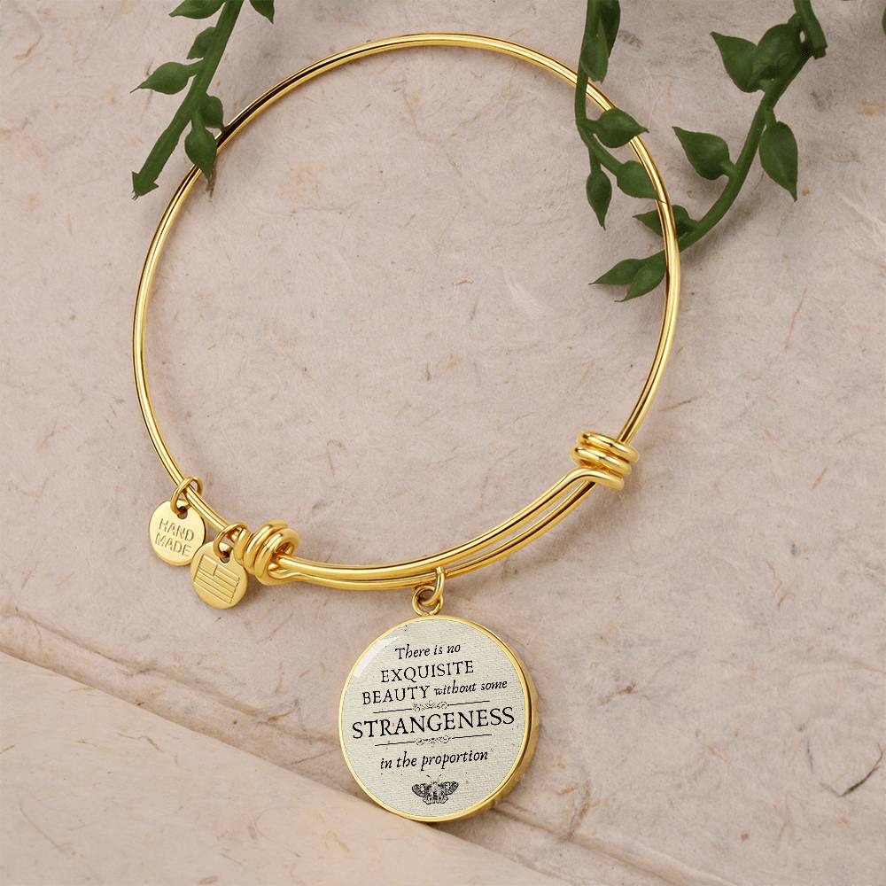 There is no Exquisite Beauty, Francis Bacon Quote, Engravable Charm Bangle
