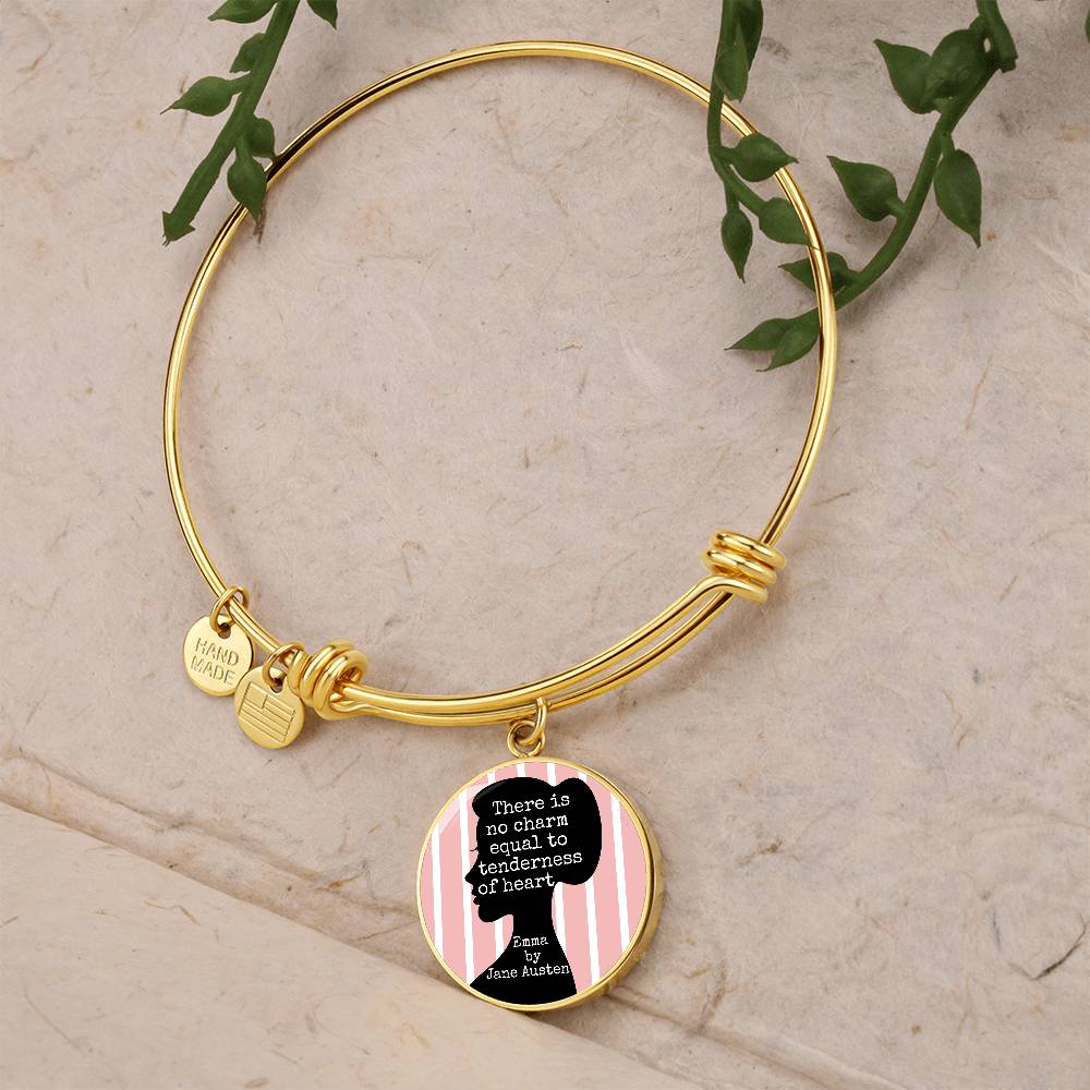 There is No Charm Equal to Tenderness of Heart, Jane Austen Quote, Engravable Charm Bangle