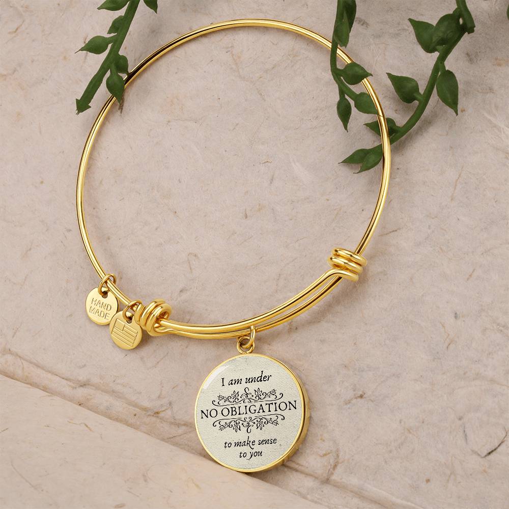 I am under no obligation to make sense to you, Alice in Wonderland, Engravable Charm Bangle