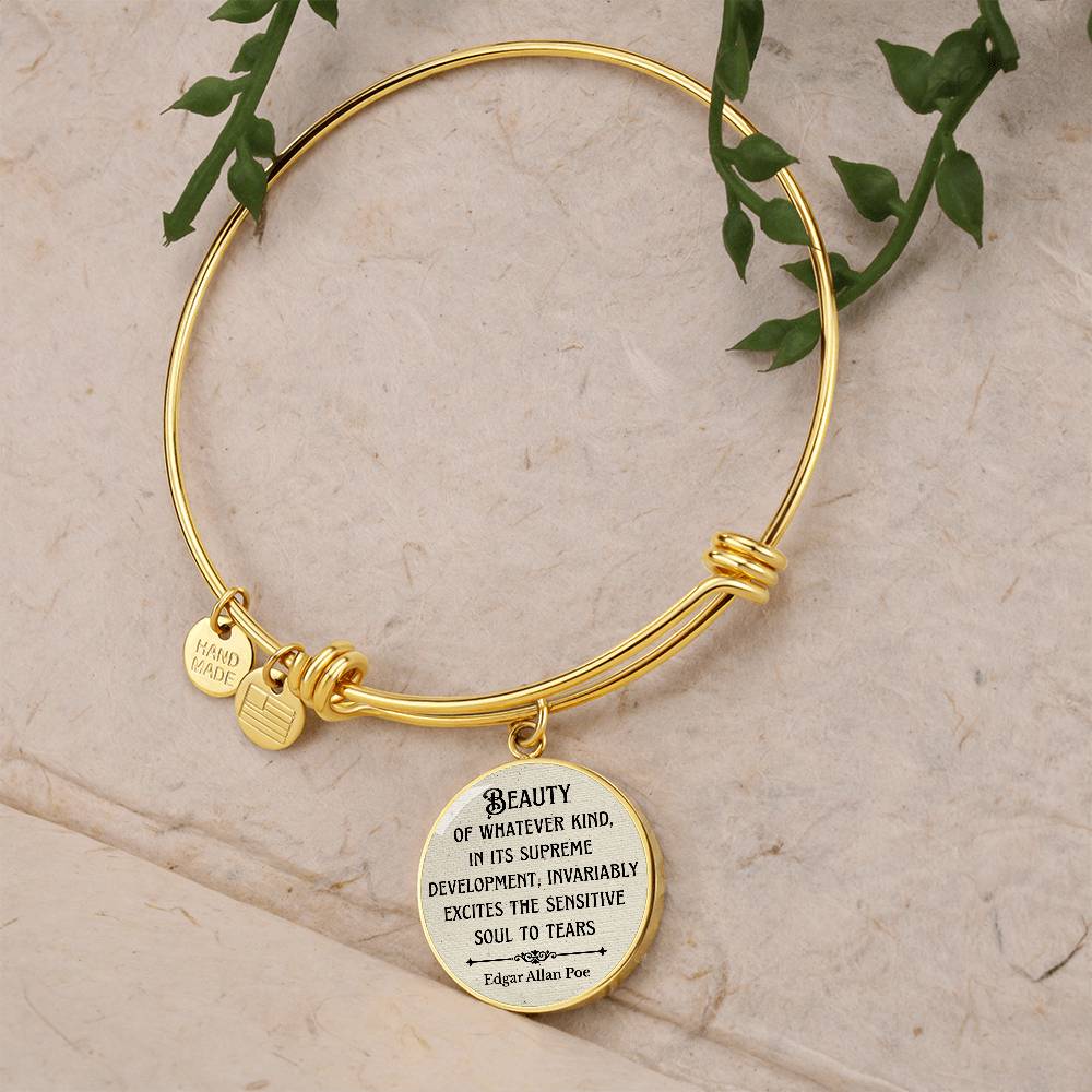 Beauty of Whatever Kind, Edgar Allan Poe Quote, Engravable Charm Bangle