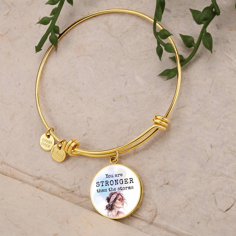 You are Stronger than the storms, Positive Affirmation Engravable Charm Bangle