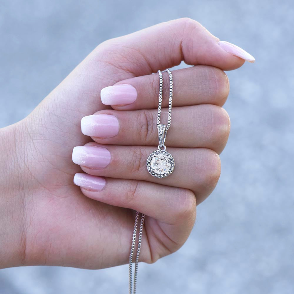 To My Wife Gift, Life Led Me to You, Round CZ Eternal Hope Necklace