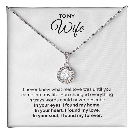 To My Wife Gift, I Found My Forever, Round CZ Eternal Hope Necklace