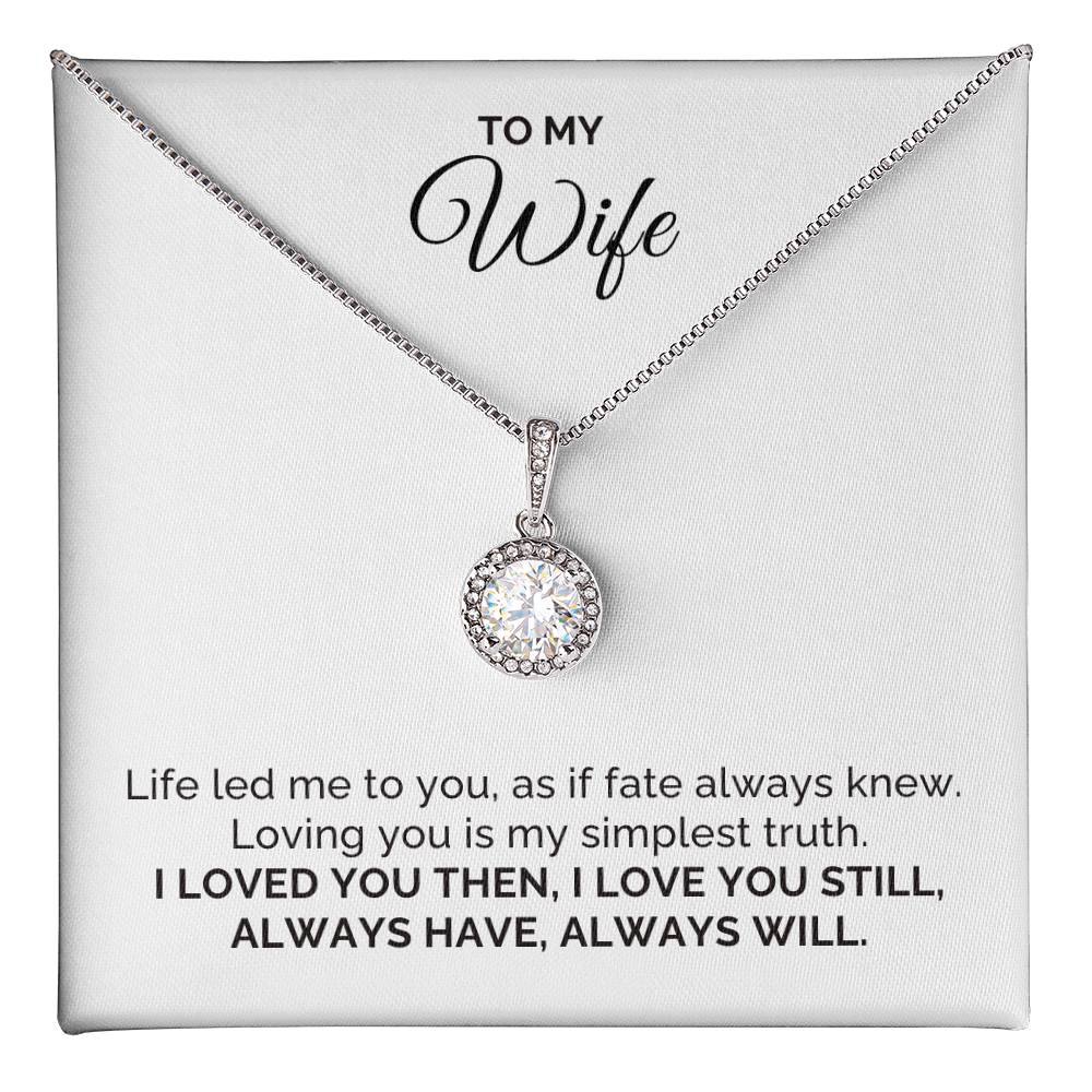 To My Wife Gift, Life Led Me to You, Round CZ Eternal Hope Necklace