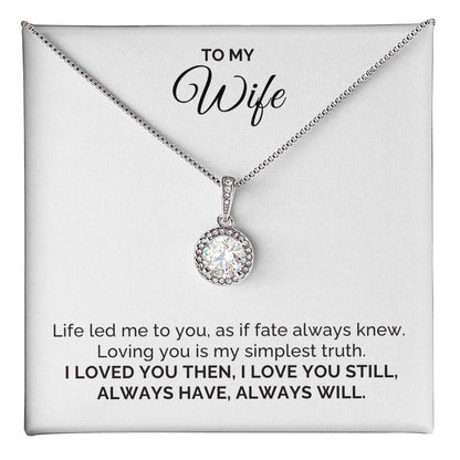To My Wife Gift, Life Led Me to You, Round CZ Eternal Hope Necklace