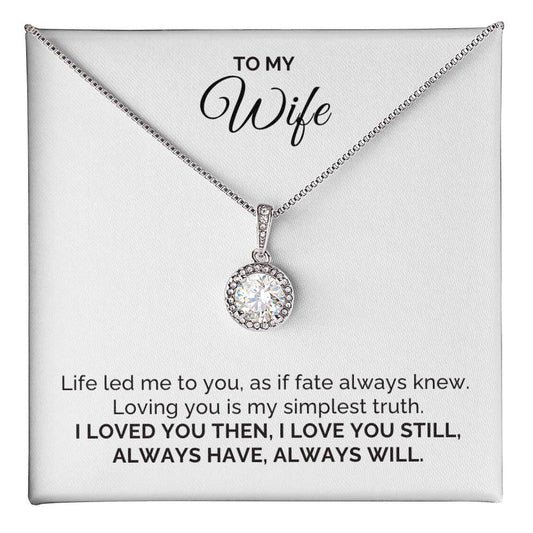 To My Wife Gift, Life Led Me to You, Round CZ Eternal Hope Necklace