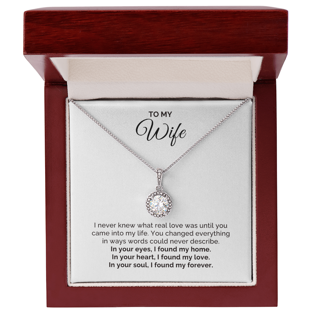 To My Wife Gift, I Found My Forever, Round CZ Eternal Hope Necklace