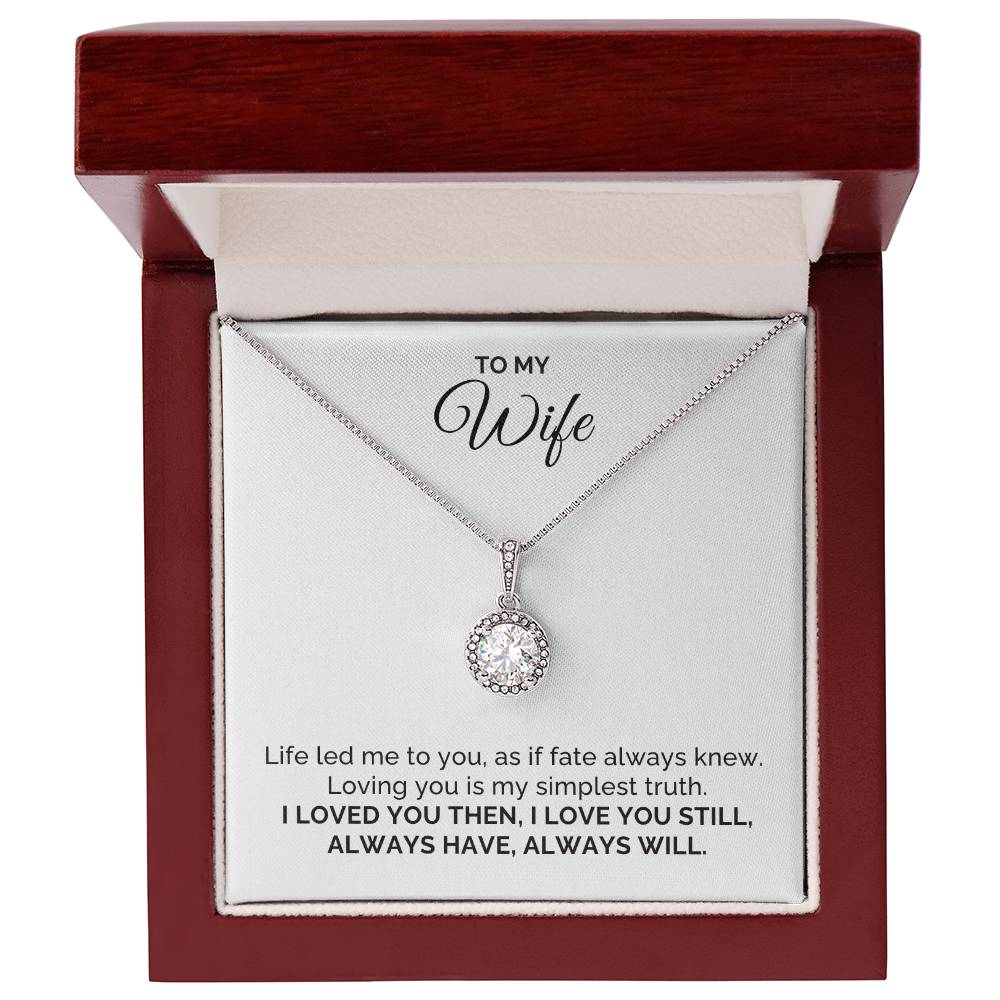 To My Wife Gift, Life Led Me to You, Round CZ Eternal Hope Necklace