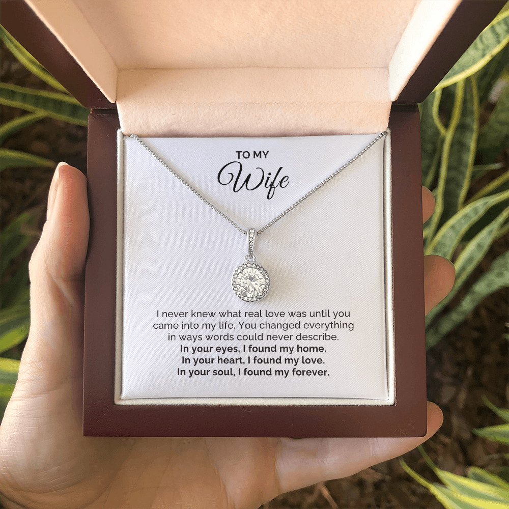 To My Wife Gift, I Found My Forever, Round CZ Eternal Hope Necklace