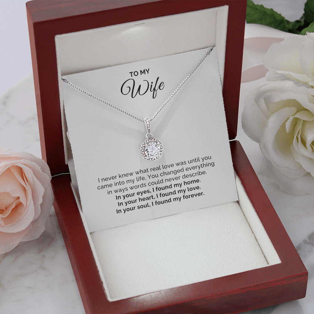 To My Wife Gift, I Found My Forever, Round CZ Eternal Hope Necklace