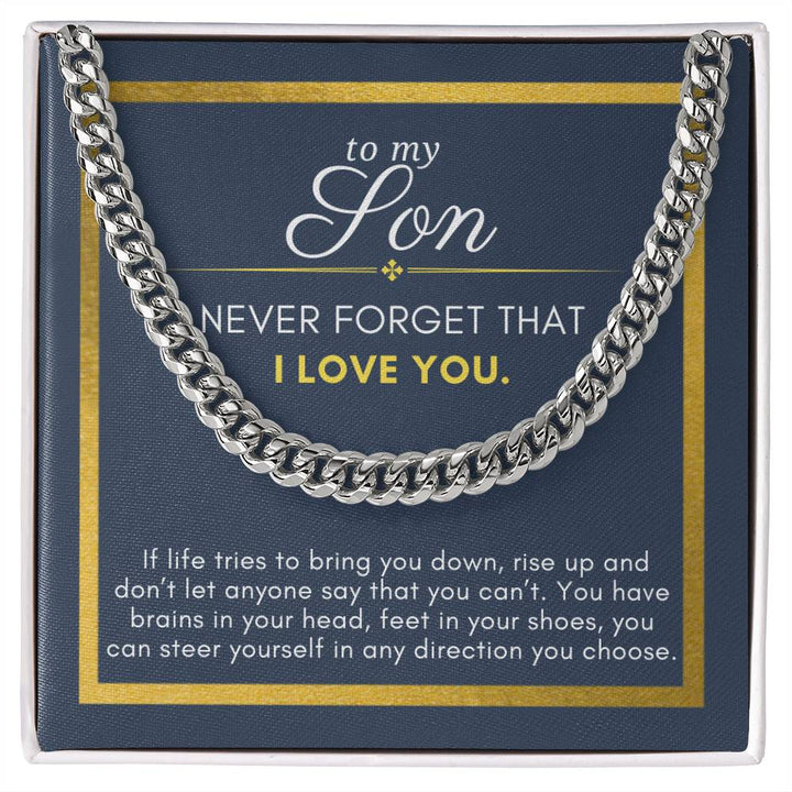 Gift For Son, Steer Yourself in Any Direction, Cuban Chain Men Necklace