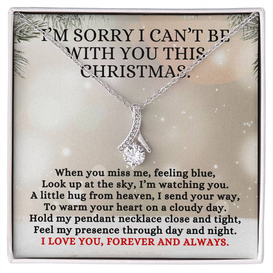 Condolence Gift, I'm Sorry I Can't Be With You This Christmas Poem, Alluring Beauty Pendant Necklace