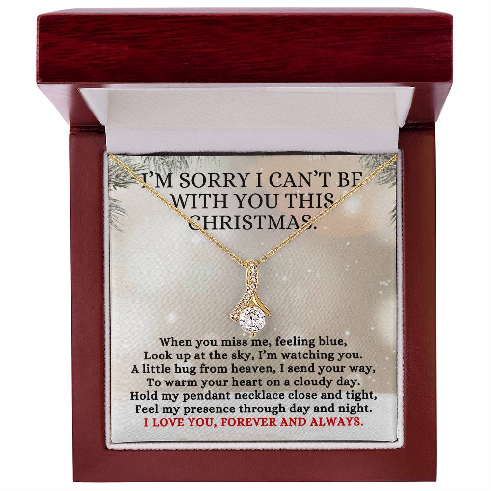 Condolence Gift, I'm Sorry I Can't Be With You This Christmas Poem, Alluring Beauty Pendant Necklace
