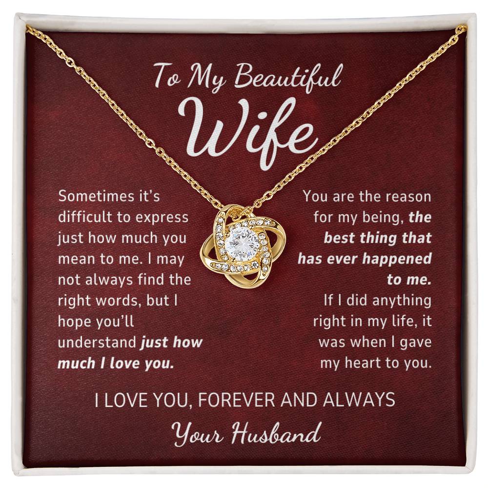 To My Wife Gift From Husband, Just How Much You Mean To Me, Love Knot Pendant Necklace