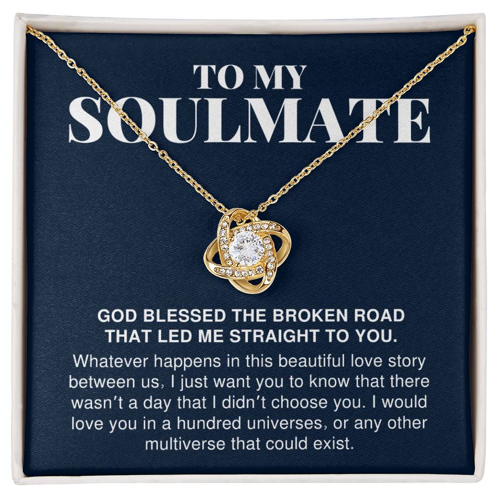 To My Soulmate Gift, Beautiful Love Story, Romantic Love Knot Necklace