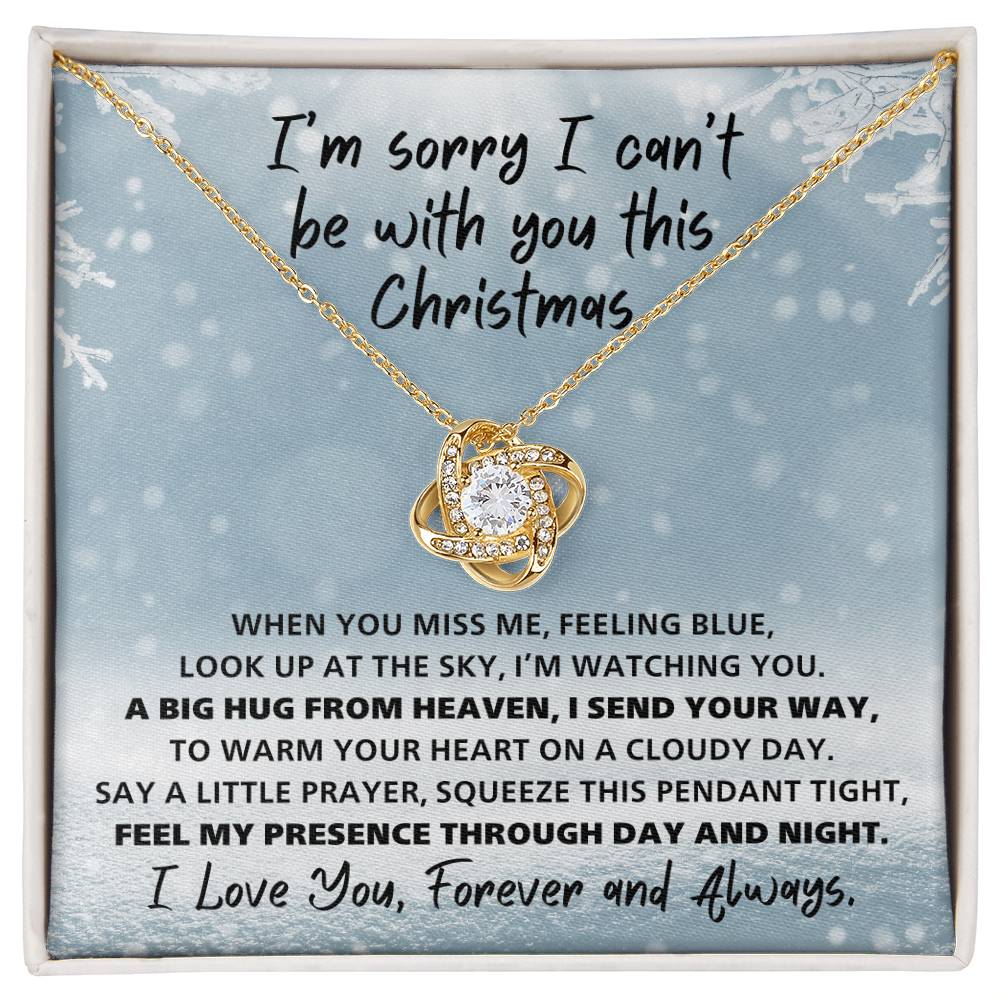 Blue Heaven I Can't Be With You This Christmas Poem Condolence Love Knot Necklace