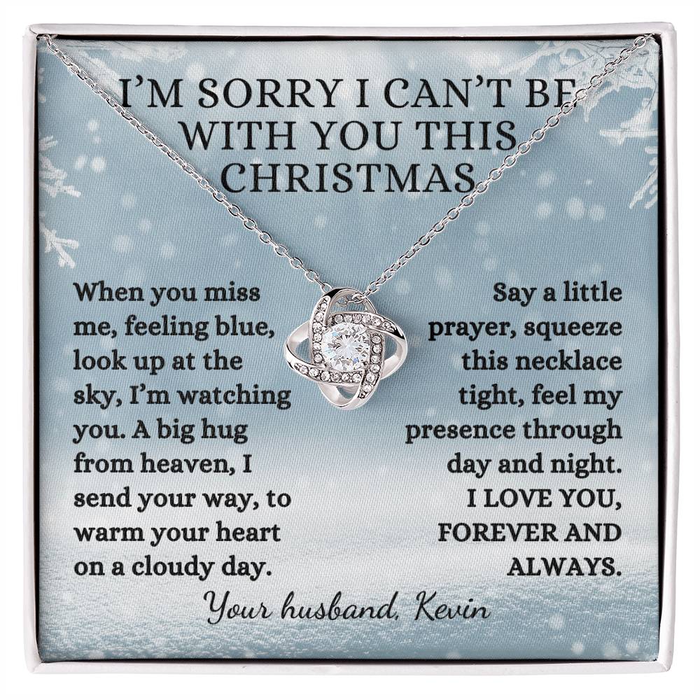 Memorial Gift, I Can't Be With You This Christmas Poem With Custom Name, Love Knot Remembrance Necklace