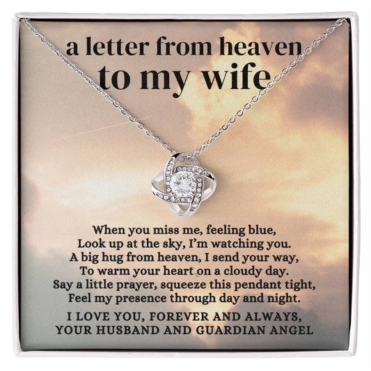Loss of Husband Memorial Gift, A Letter from Heaven To My Wife, Condolence Memorial Love Knot Necklace
