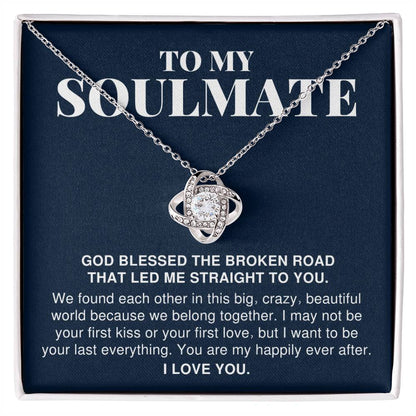 To My Soulmate Gift, Big Crazy Beautiful World, Romantic Love Knot Necklace